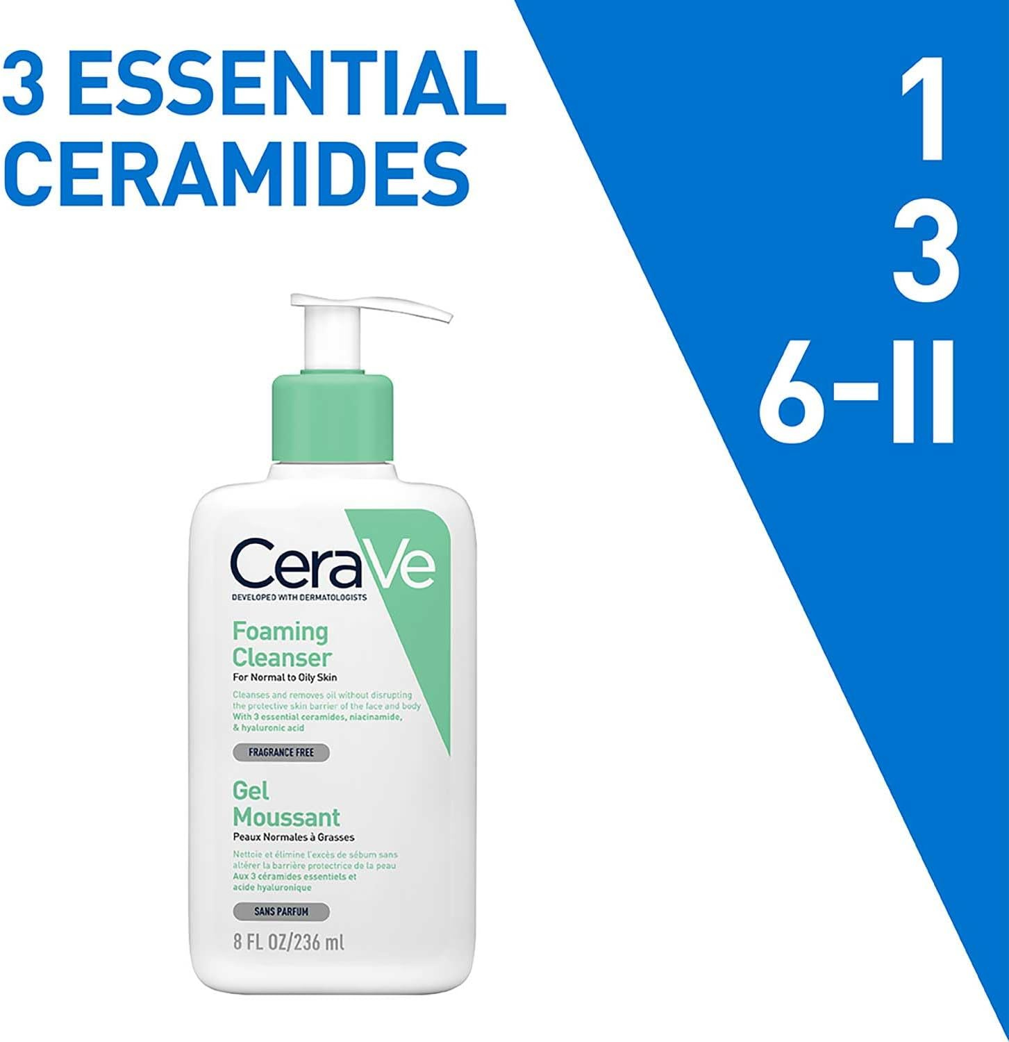 CeraVe Foaming Cleanser for Normal to Oily Skin 236mL