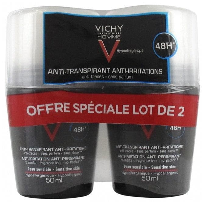Vichy Homme Anti-Perspirant Anti-Irritation 48HR Deodorant Roll-On 2 x 50ml